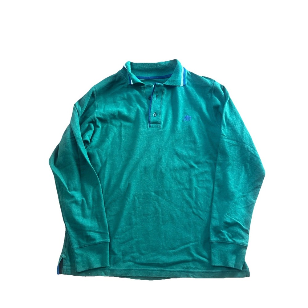 Aeropostale Mens Rugby Shirt Green Long Sleeve Polo Y2K A87 Logo Large